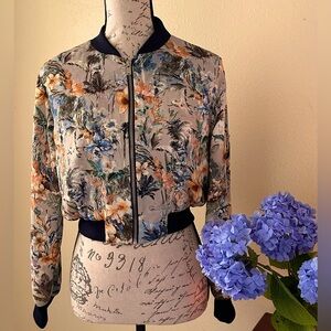 NWOT Zara Basic Floral Bomber Jacket